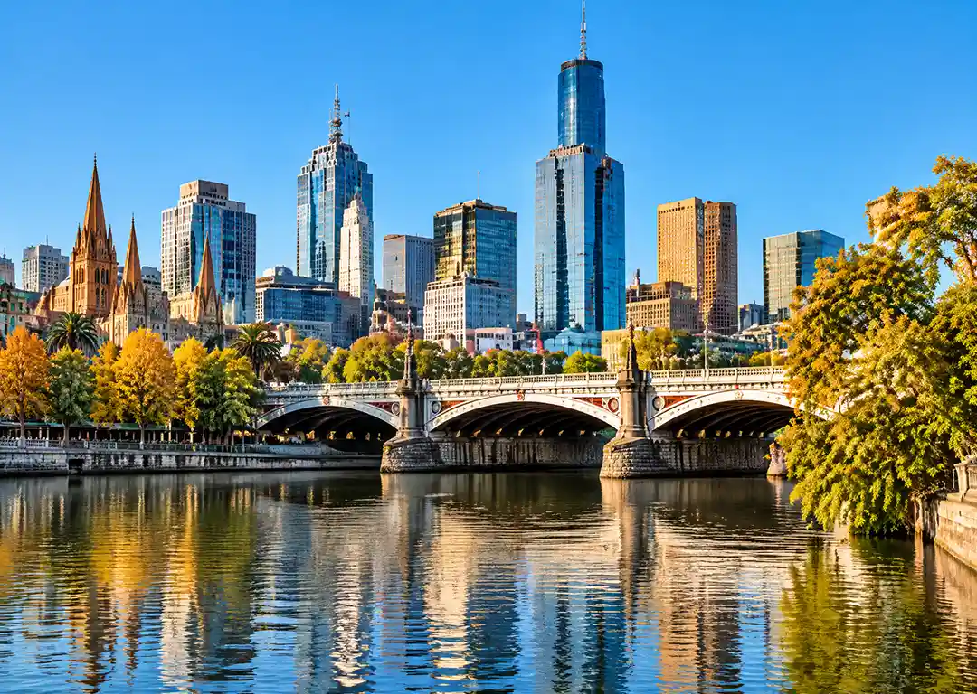 melbourne skyline princes bridge yarra river